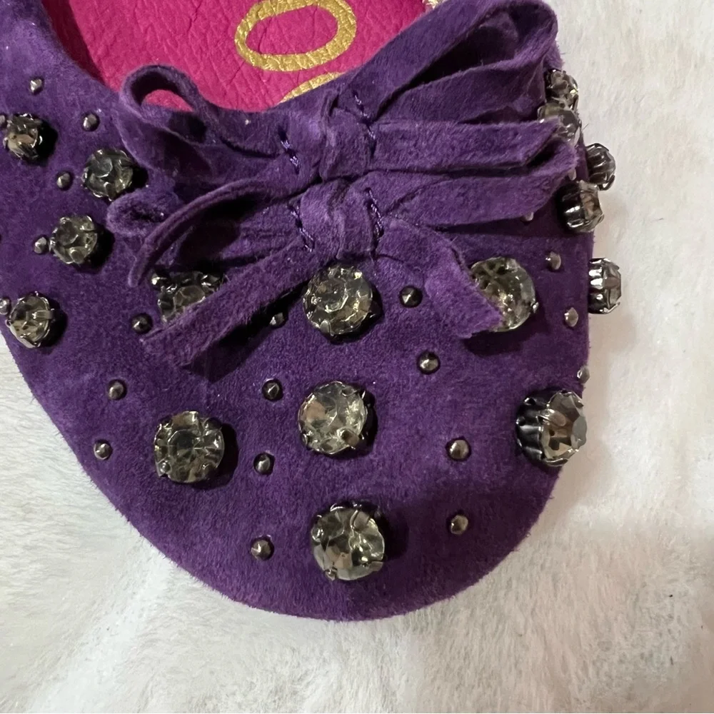 NEW Sam Edelman FERN Purple Suede Crystal Embellished Ballerina Flats